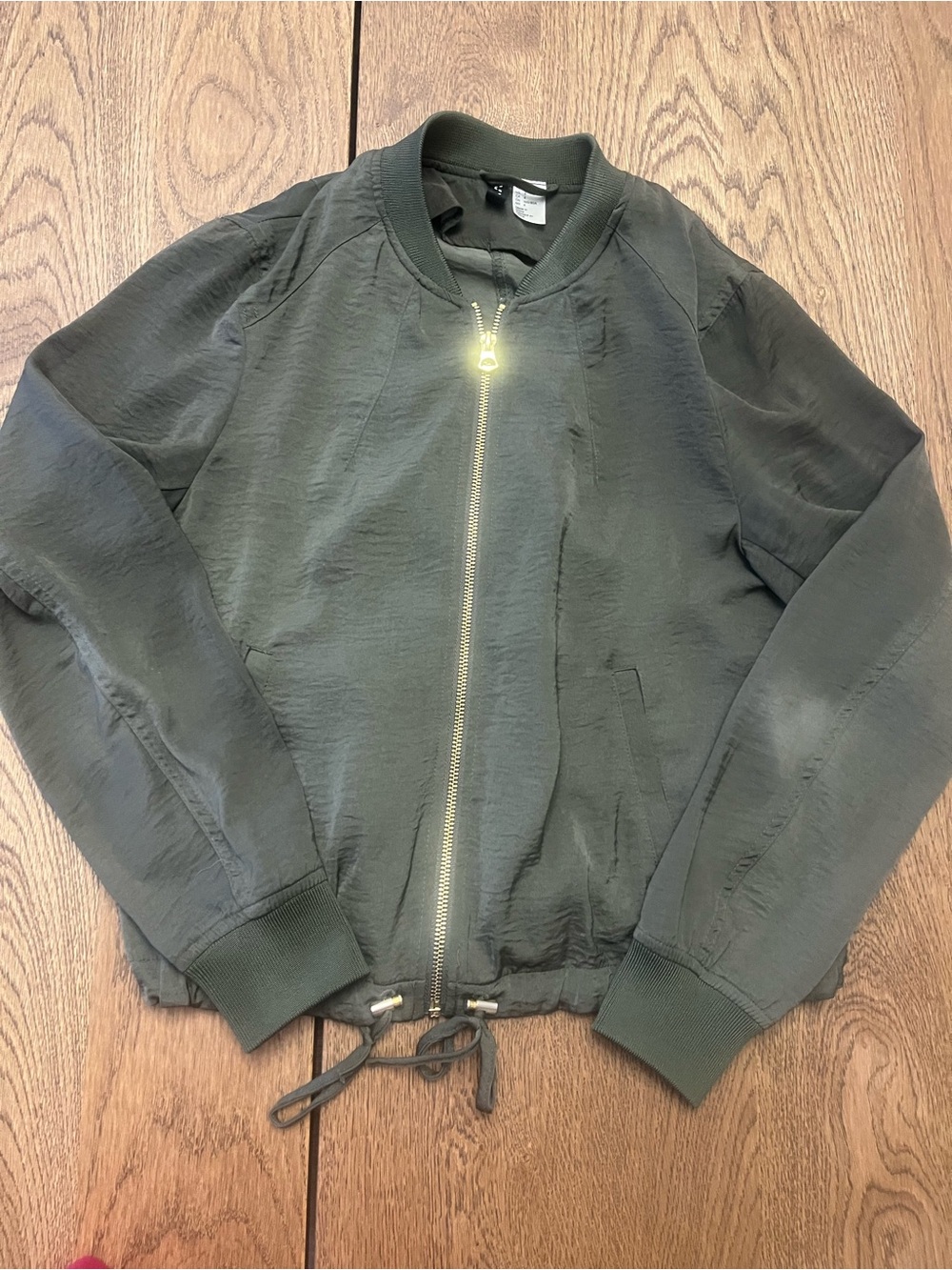H&M Divided Olive Green Bomber Jacket with Gold Zipper